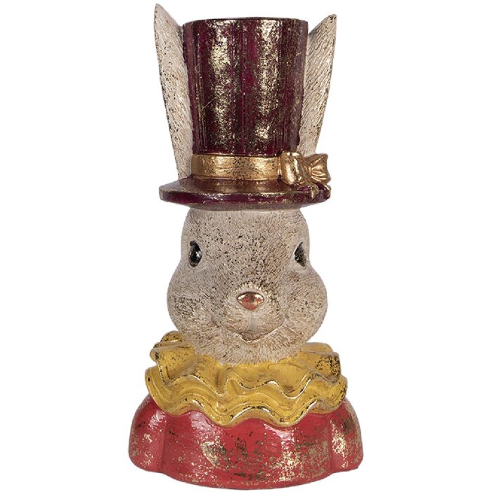 Estatua de cerámica de conejo Clayre & Eef beige/rosa 16x13x29 cm