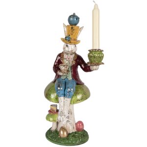 Soporte de velas conejo Clayre & Eef Bunt 20x16x41 cm