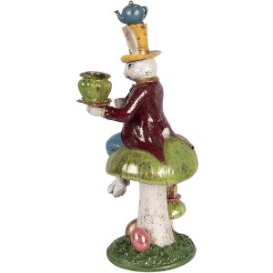 Soporte de velas conejo Clayre & Eef Bunt 20x16x41 cm