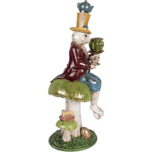 Soporte de velas conejo Clayre & Eef Bunt 20x16x41 cm