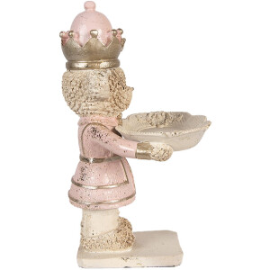 Oso decorativo con cuenco Clayre & Eef 6PR6047 Beige Rosa 14x13x24 cm