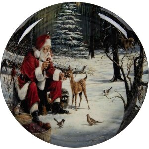 Plato decorativo Clayre & Eef 66416 Ø 28x3 cm Gris-Rojo