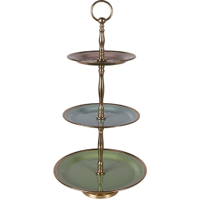 Etagere Clayre & Eef 66425 Ø 27x51 cm en verde-rosa con 3 niveles