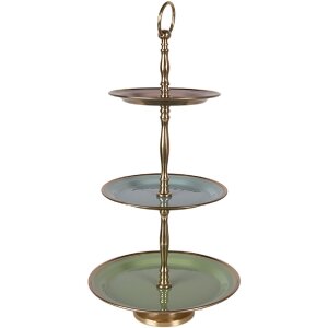 Etagere Clayre & Eef 66425 Ø 27x51 cm en verde-rosa con 3 niveles