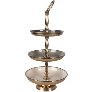 Estante Clayre & Eef 66426 Ø 18x35 cm Beige-Gold 3 niveles Hierro