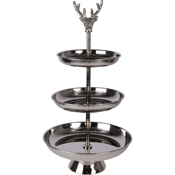 Clayre & Eef 6AL0079 Etagere plateada Ø 26 cm altura 48 cm 3 estantes