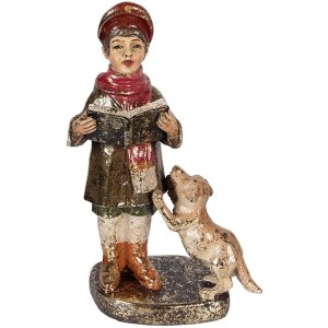 Decoración de coro navideño Clayre & Eef 6PR6055 4 piezas 13x13x34/11x12x31/13x8x21/8x8x20 cm Rojo/Verde