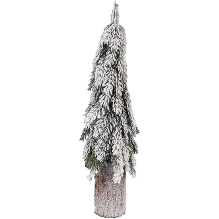 Árbol de Navidad artificial Clayre & Eef Ø 18x57 cm con efecto nieve y tronco de madera