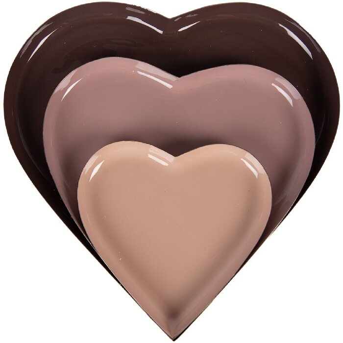 Juego de 3 ollas decorativas Clayre & Eef Rosa Ø 24/19/13 cm