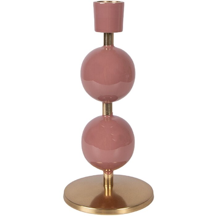 Soporte para velas Clayre & Eef Ø 9 cm x 19 cm Rosa-Gold