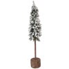 Árbol de Navidad artificial Clayre & Eef 50840 con nieve Ø10x60 cm base de madera