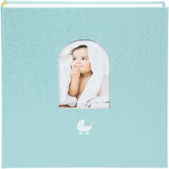 Album de bebé Goldbuch Cozy Nest Aqua 30x31 cm Cuero de lino con ventana