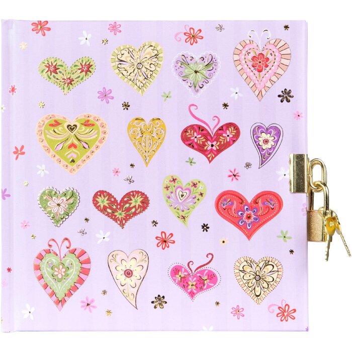 Cuaderno Sweet Beat 16,5 x 16,5 cm, 96 páginas, relieve dorado, cierre dorado