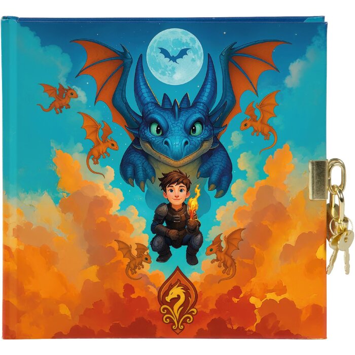 Diario Goldbuch Drachenfreund 16x16 cm, blanco, con cerradura