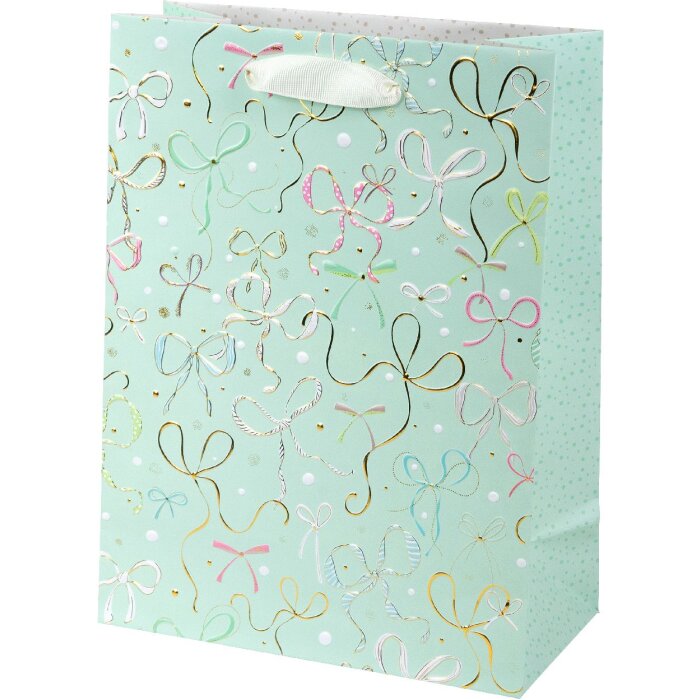 Bolsa de regalo Goldbuch Ribboné menta 30x21 cm con estampado en dorado