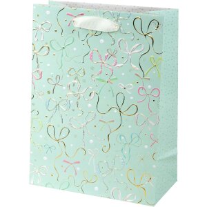 Bolsa de regalo Goldbuch Ribboné menta 30x21 cm con estampado en dorado