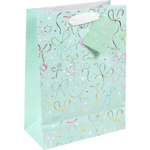 Bolsa de regalo Goldbuch Ribboné menta 30x21 cm con estampado en dorado