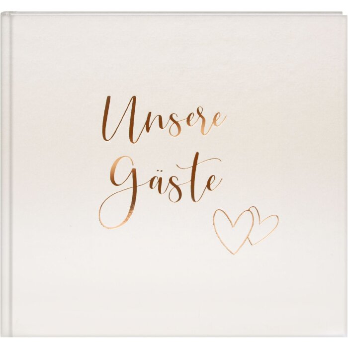 Libro de visitas Goldbuch Herzklopfen 24x22 cm, grabado en oro, ilustrado
