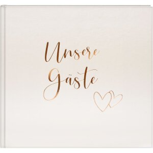 Libro de visitas Goldbuch Herzklopfen 24x22 cm, grabado en oro, ilustrado