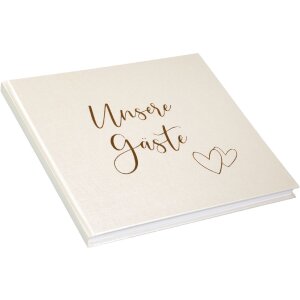 Libro de visitas Goldbuch Herzklopfen 24x22 cm, grabado en oro, ilustrado