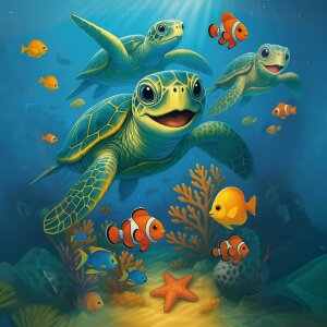 Bolsa redonda Goldbuch 50 cm Amigos del mar con cierre de fieltro