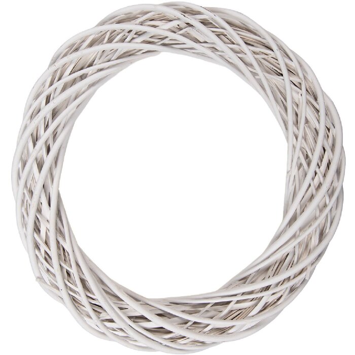 Guirnalda de ratán Clayre & Eef Blanca Ø 50x9 cm estilo skandi para puerta, pared o mesa