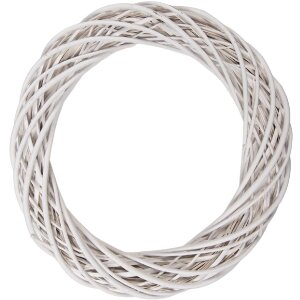 Guirnalda de ratán Clayre & Eef Blanca Ø 50x9 cm estilo skandi para puerta, pared o mesa