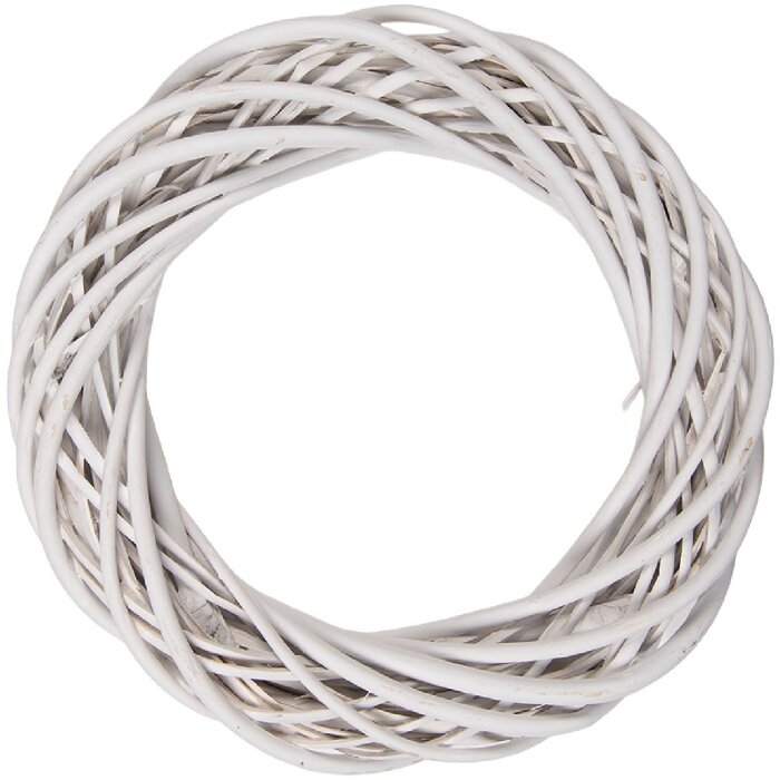 Aro de rattán blanco Clayre & Eef Ø 30x6 cm para decoración de puertas, paredes y mesas
