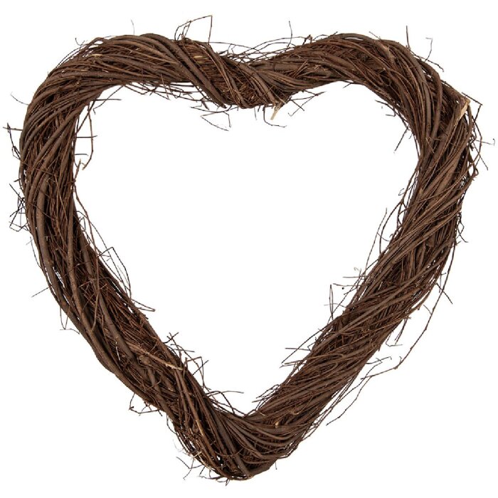 Adorno de Navidad Clayre & Eef forma corazón de rattán 40x40x4 cm marrón