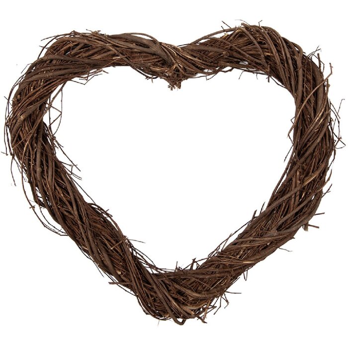 Guirnalda de rattán en forma de corazón Clayre & Eef 6RO0606S Marrón 30x30x3 cm