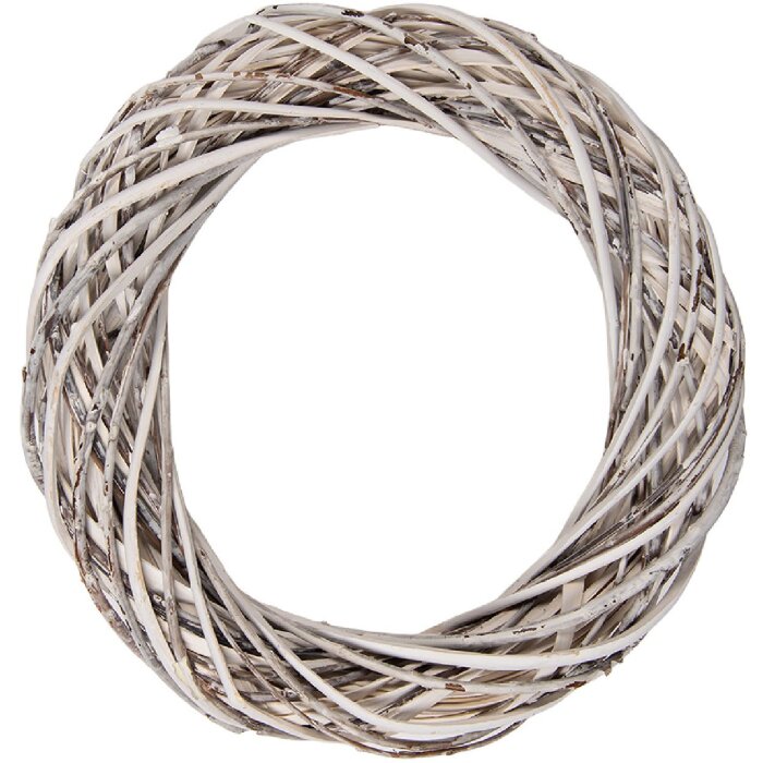 Guirnalda de rattán Clayre & Eef Ø 30x6 cm Blanco