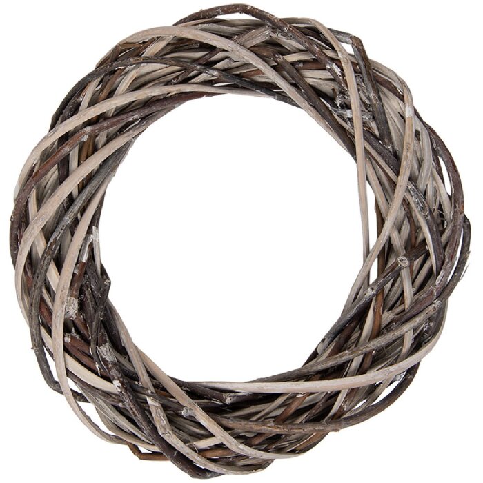 Adorno Corona de Rattán Clayre & Eef Marrón-Beige Ø20x4 cm