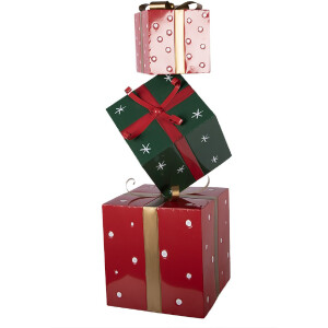 Figura decorativa de montón de regalos Clayre & Eef 5Y1400 Metálica Navidad 90 cm