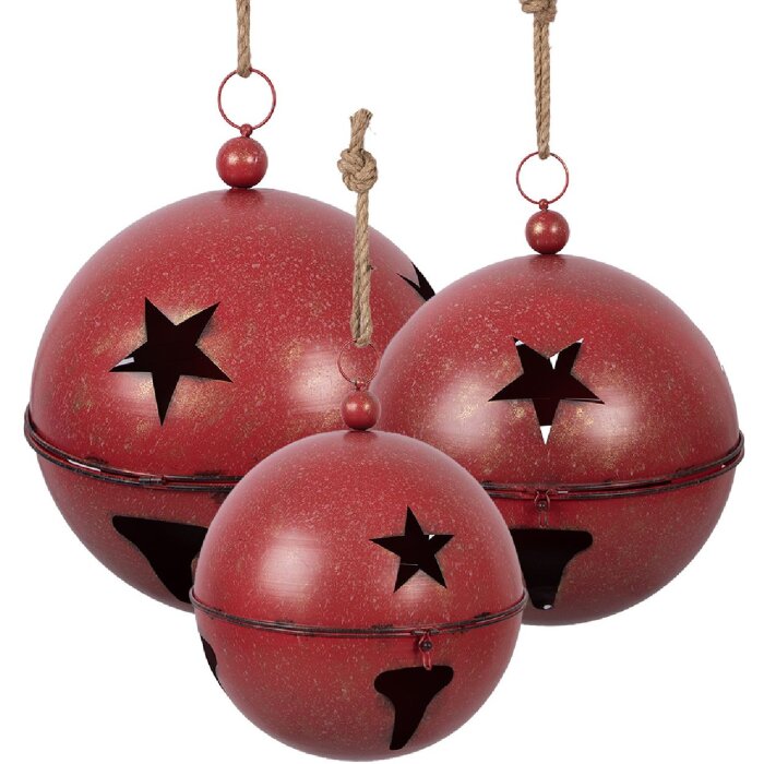 Campana decorativa Clayre & Eef Roja Ø 60/50/40 cm