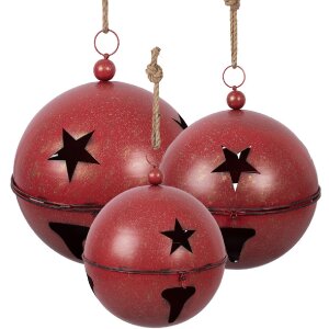 Campana decorativa Clayre & Eef Roja Ø 60/50/40 cm