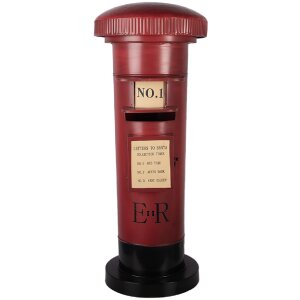 Caja de correos Clayre & Eef 5Y1408 Ø 36x86 cm rojo-negro