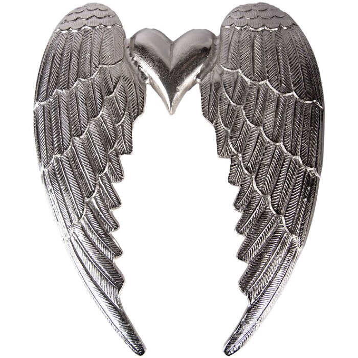 Decoración de pared con alas de ángel Clayre & Eef plateado 46 cm