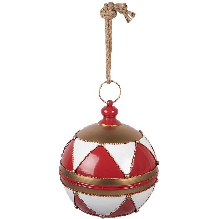 Esfera de Navidad Clayre & Eef 6Y5986 Ø 31x36 cm, roja y blanca con detalles dorados