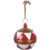 Esfera de Navidad Clayre & Eef 6Y5986 Ø 31x36 cm, roja y blanca con detalles dorados