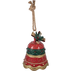 Campana de decoración Clayre & Eef 6Y5987 Rojo-Verde Ø 24x31 cm