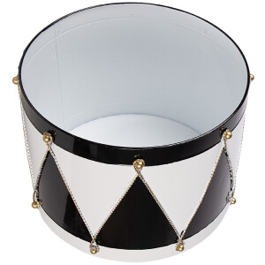 Set de 2 decoraciones de tambor Clayre & Eef Blanco Negro Ø37x26 / Ø32x17 cm