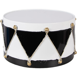 Set de 2 decoraciones de tambor Clayre & Eef Blanco Negro Ø37x26 / Ø32x17 cm