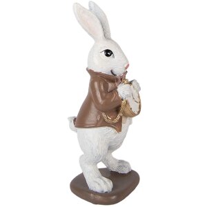 Decoración Conejo Blanco-Marrón 7x7x16 cm de Clayre & Eef