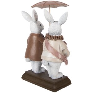 Figura decorativa de conejo con paraguas Clayre & Eef 6PR5972 blanco-marrón 13x6x16 cm