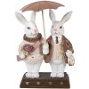 Figura decorativa de conejo con paraguas Clayre & Eef 6PR5972 blanco-marrón 13x6x16 cm