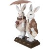 Figura decorativa de conejo con paraguas Clayre & Eef 6PR5972 blanco-marrón 13x6x16 cm