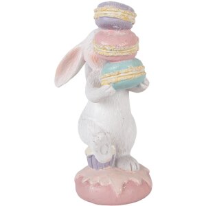 Decoración de conejo Clayre & Eef Blanco/Rosa 8x6x14 cm