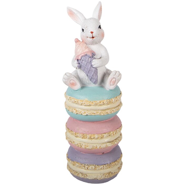 Decoración de conejo Clayre & Eef Blanco Rosa 7x7x20 cm