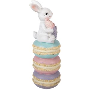 Decoración de conejo Clayre & Eef Blanco Rosa 7x7x20 cm