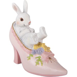 Decoración Conejo en Zapatilla Blanco Rosa 13x5x12 cm